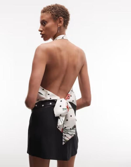 Best Gill Asos Design Satin Halter Top In Polka Dot Floral Po