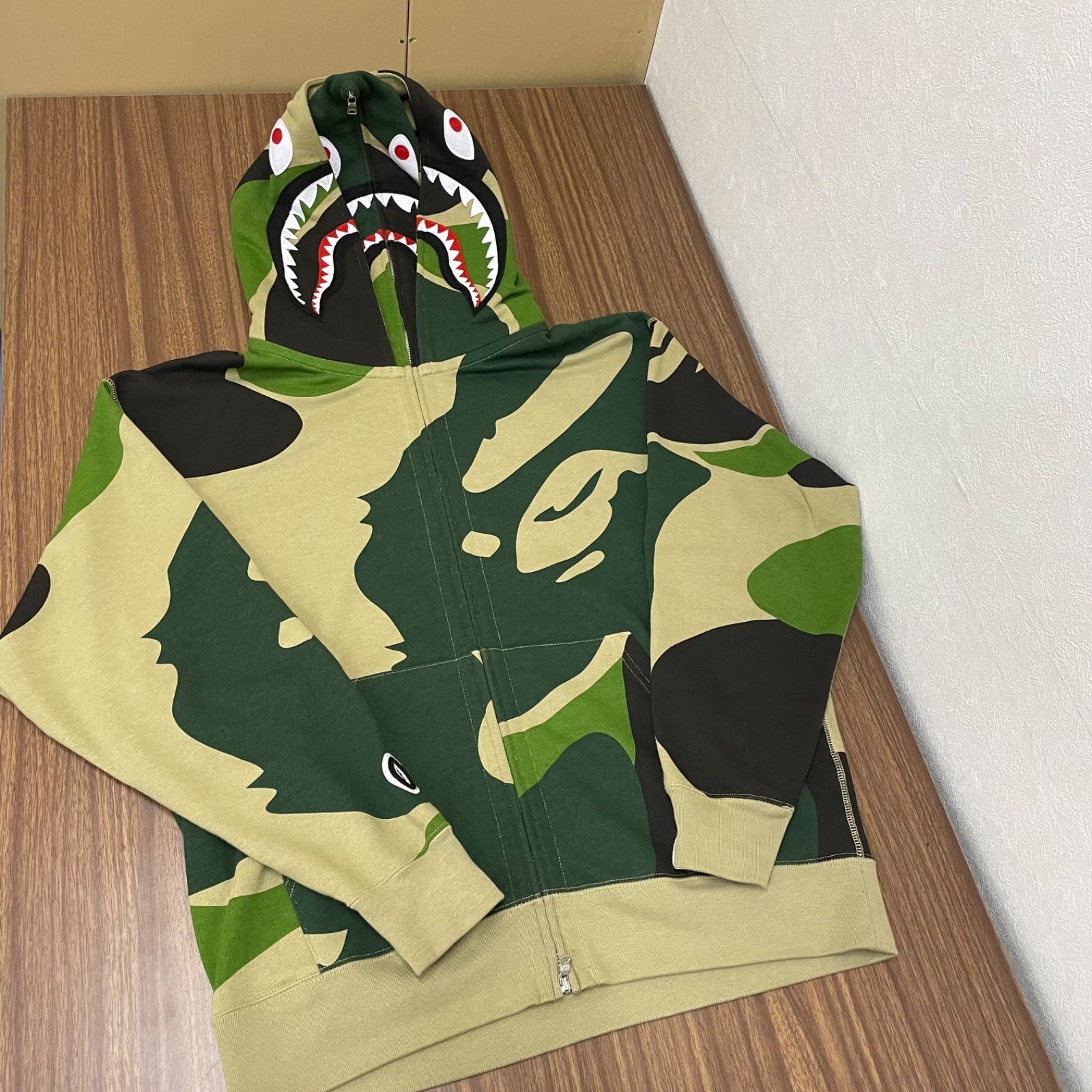 A Bathing Ape Hoodie (B)A Mega Abc Camo Double Shark Relaxed Fit Full Zip L