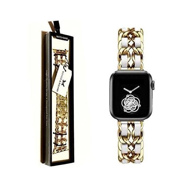 Band Belt Royce&Roland Apple Watch (Gold/White 42/44/45Mm) Gold White
