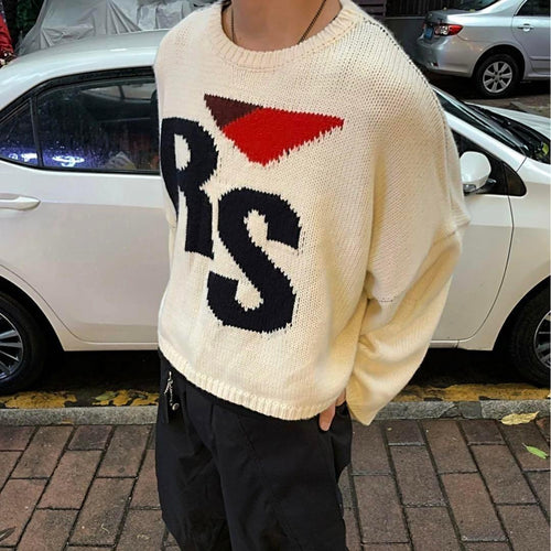 Knitted Tops Sweaters Raf Simons Oversized Intarsia Pull