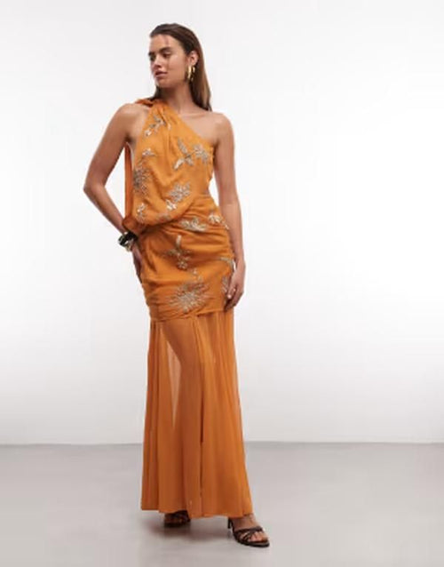 Asos Long Sleeves, Three Quarter Sleeve Design Floral Embellished Halter Maxi