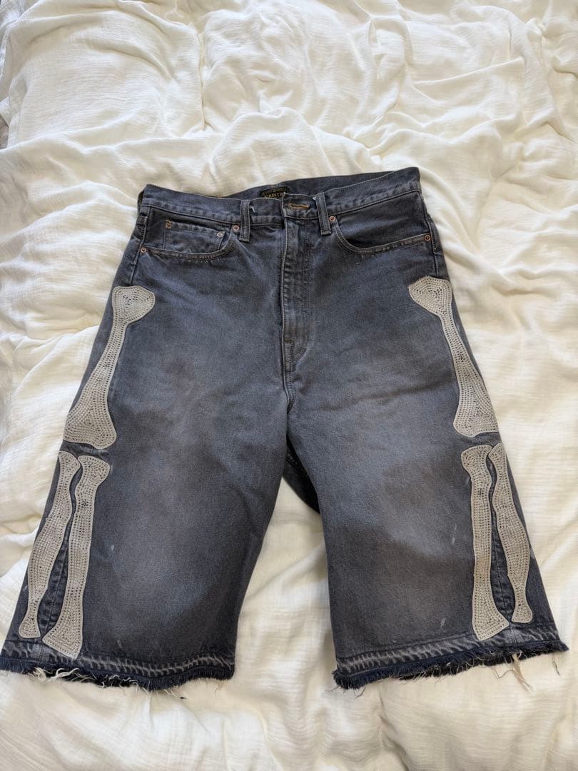 Kapital Shorts Bermuda Bone Denim Half Pants 32 Black