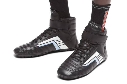 Prada Sneakers Leather High Trainers Sneaker Rev