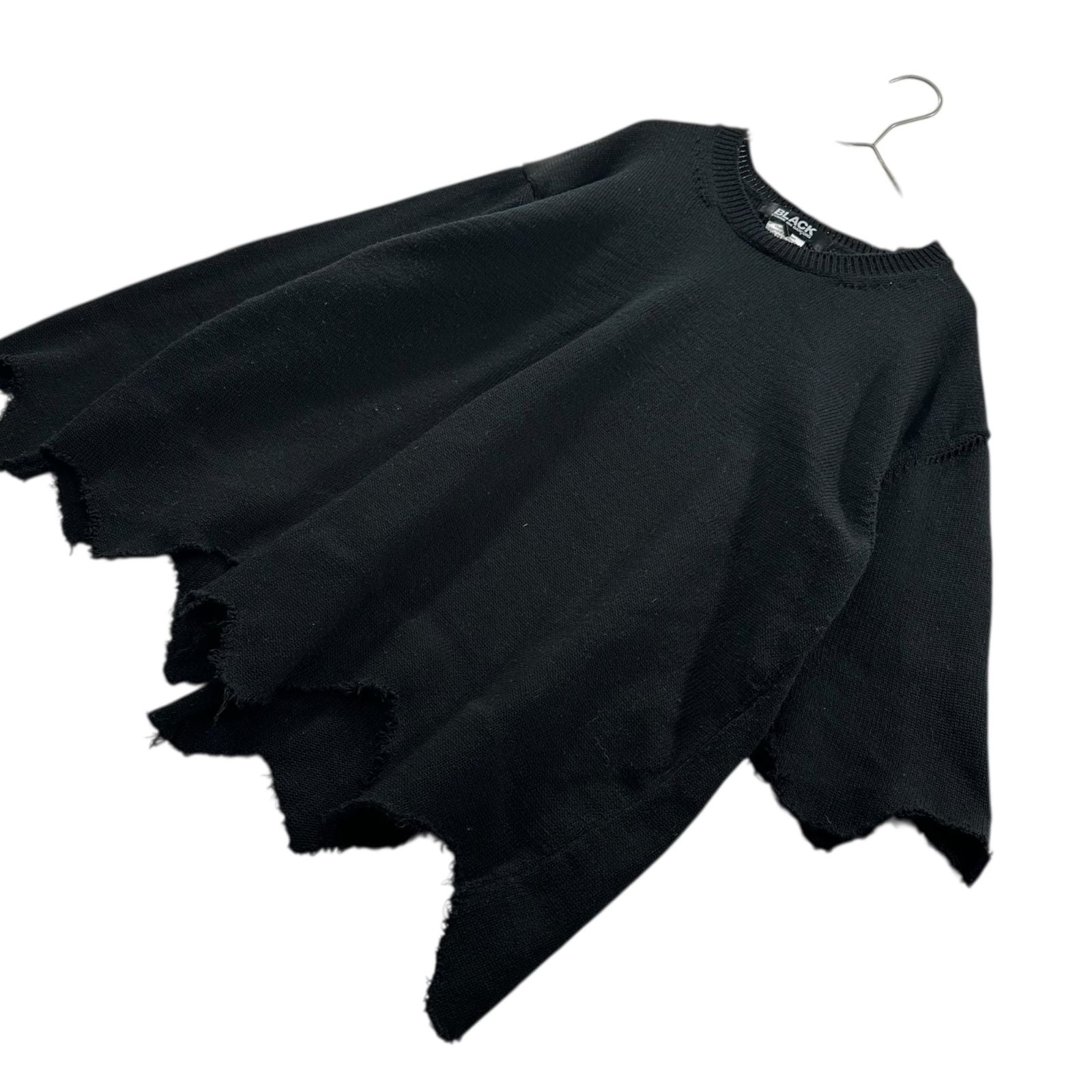 Black Comme Des Garcons Knit Sweater 23Ss Cutting Sleeve Acrylic 1K-N004 S