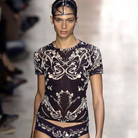 Issey Miyake Short-Sleeve Ss2004 Tattoo Print Top