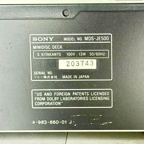 Sony Cd, Md Cassette Decks Mds-Je500