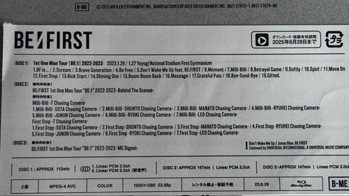 Music Videos Concerts Be:First 2023 Dvd
