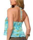 Long Sleeve Ediktedragon Lily Layered Chiffon Halter Top Blue