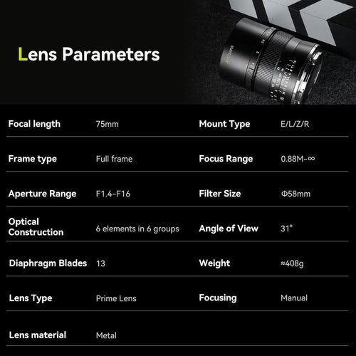 7Artistans Lens (Single Focus) 7Artisans F1.4 Mf Z