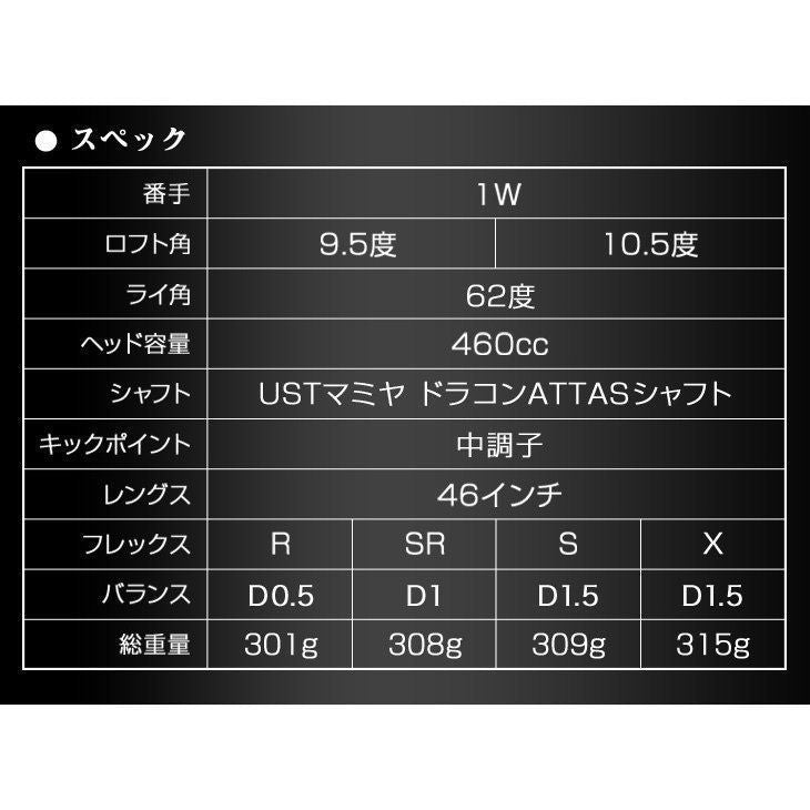 Works Golf Driver Sle 9.5 10.5 Ust Mamiya Attas R Sr S X