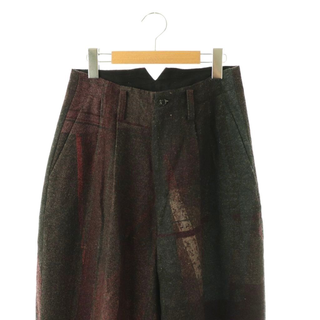 Y'S Others 24Aw Raised C/W Twill Pealed Check Pt Double Tuck Wide Pants 1 /Do Os