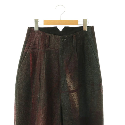 Y'S Others 24Aw Raised C/W Twill Pealed Check Pt Double Tuck Wide Pants 1 /Do Os