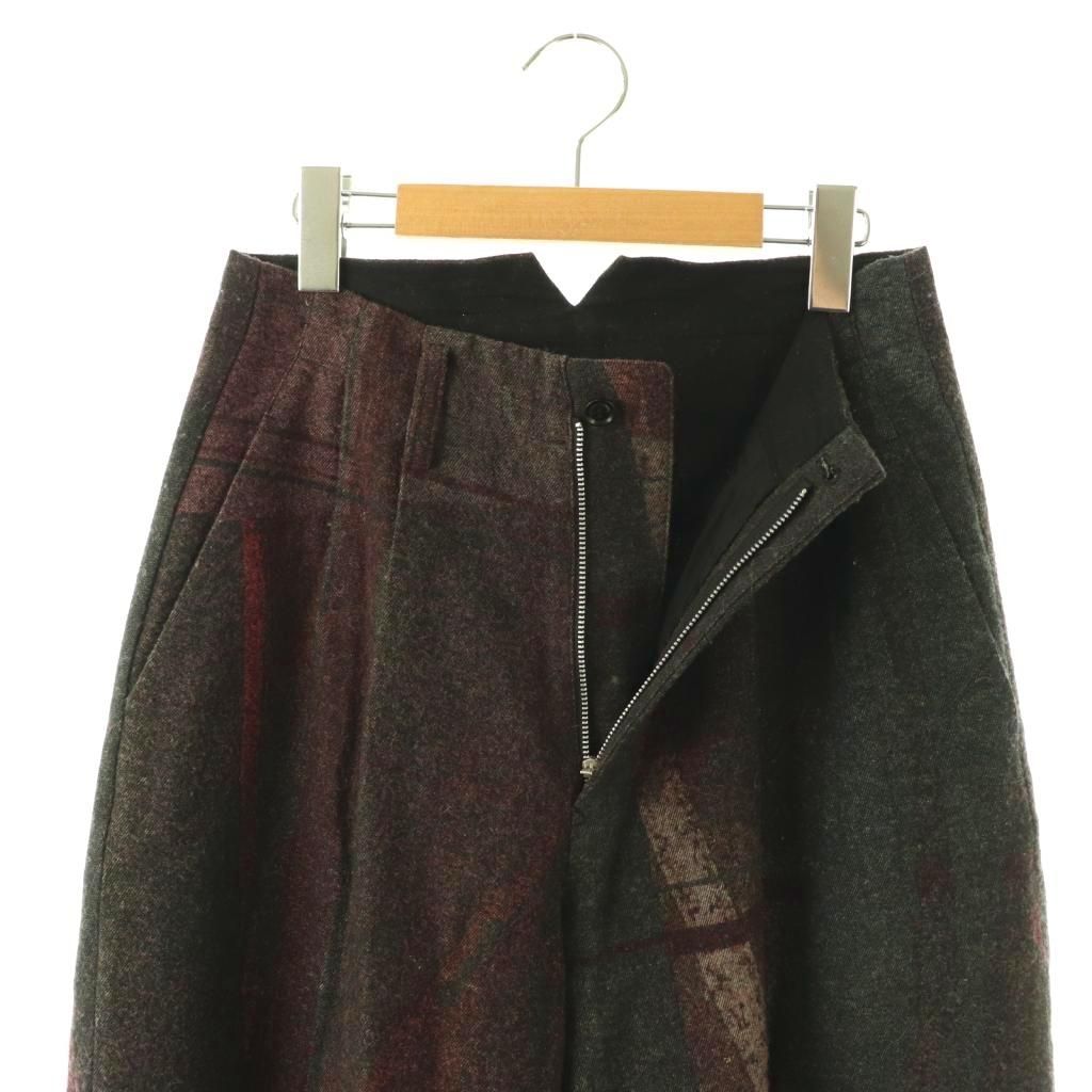 Y'S Others 24Aw Raised C/W Twill Pealed Check Pt Double Tuck Wide Pants 1 /Do Os