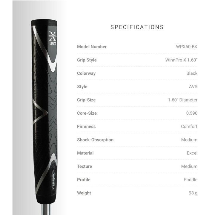 Grip Winn Pro X 1.60 Wpx60-Bk Wpx60-Dg