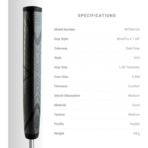 Grip Winn Pro X 1.60 Wpx60-Bk Wpx60-Dg