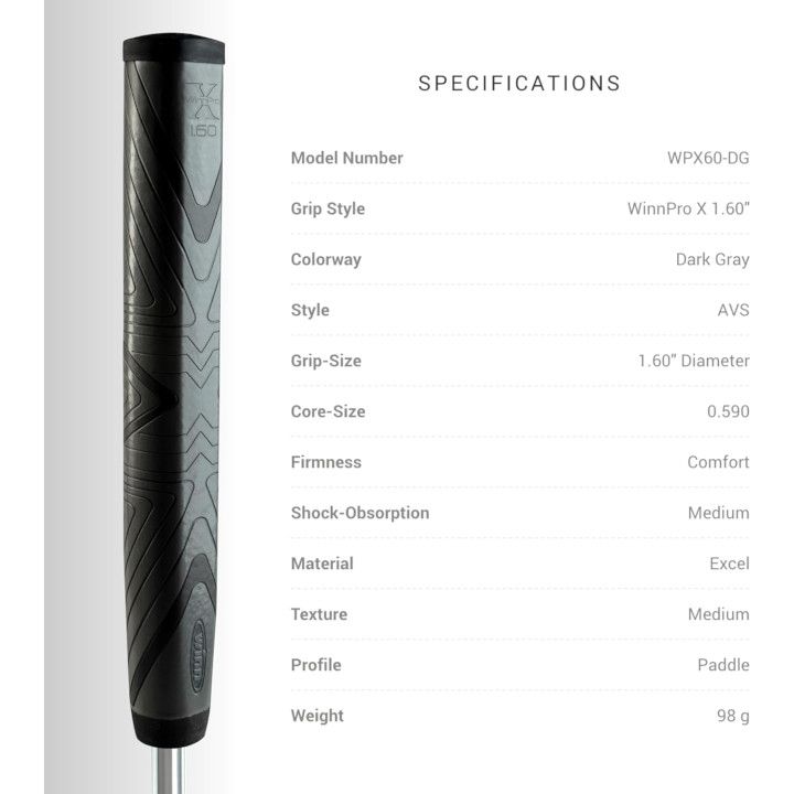 Grip Winn Pro X 1.60 Wpx60-Bk Wpx60-Dg
