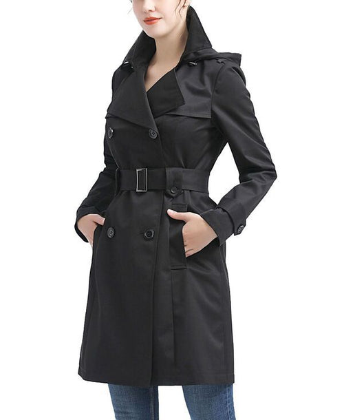 Jumper Blouson Bgsd Womens Hooded Waterresistantrench Coat Black