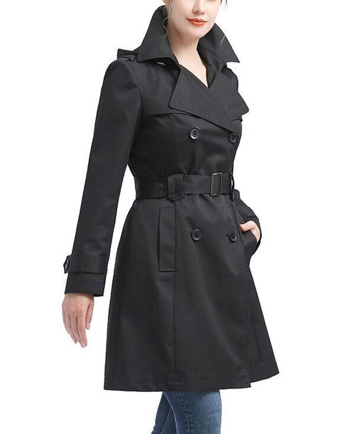 Jumper Blouson Bgsd Womens Hooded Waterresistantrench Coat Black