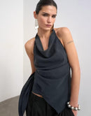 Topshop Camisole Super Soft Cupro Halter Neck Top Black