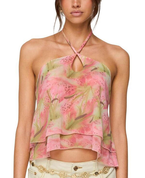 Long Sleeve Ediktedragon Lily Layered Chiffon Halter Topink