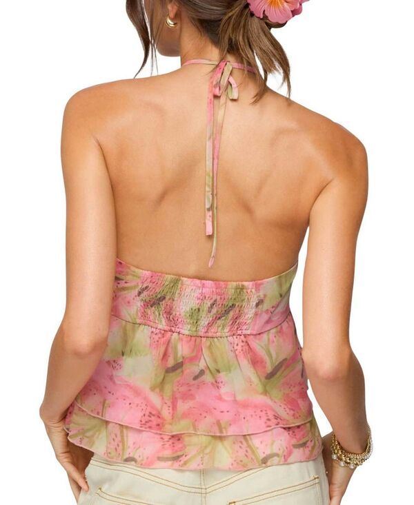 Long Sleeve Ediktedragon Lily Layered Chiffon Halter Topink