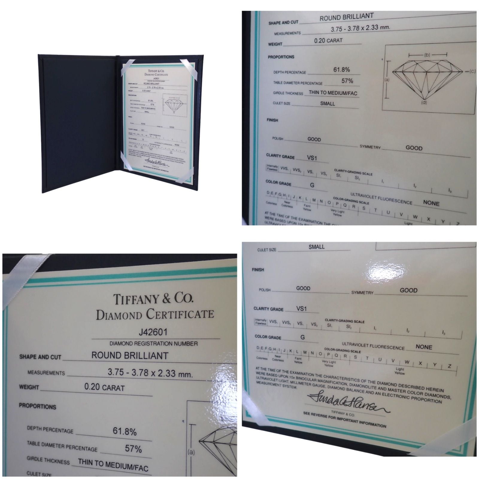 Tiffany Ring Co. 0.20Ct G Vs1 None 8 Pt950 5055