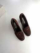 Miu High Heels Pumps Suede Leather 37 1/2