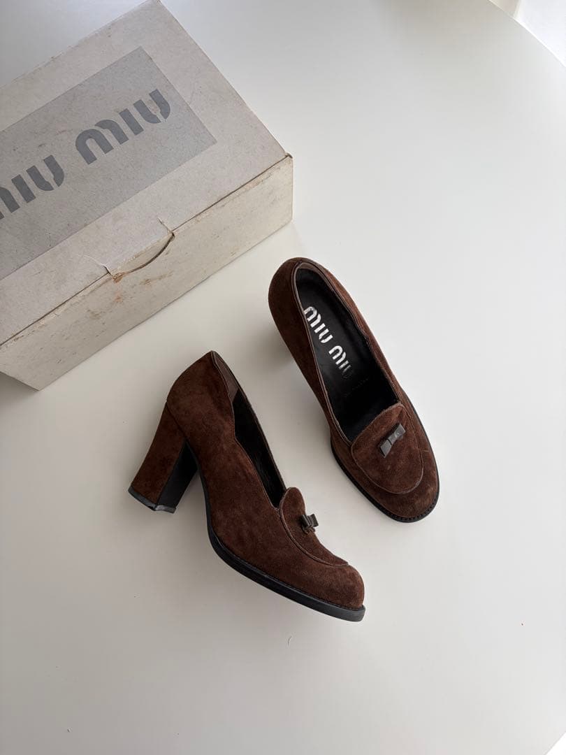 Miu High Heels Pumps Suede Leather 37 1/2