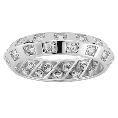 Ring Sunkissed Sterling Silver Cubic Zirconialternating Band Tone