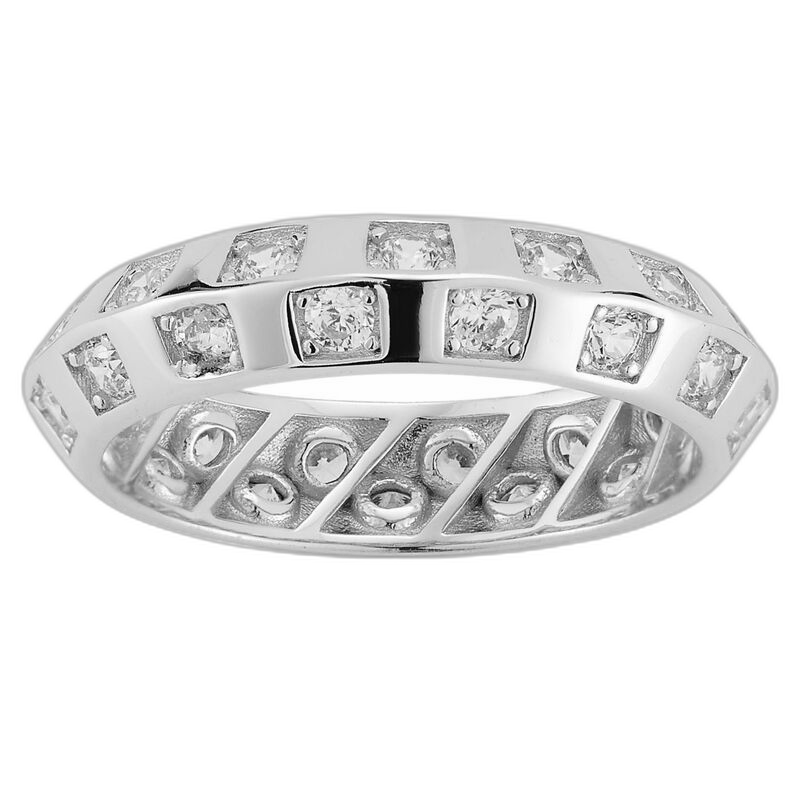 Ring Sunkissed Sterling Silver Cubic Zirconialternating Band Tone