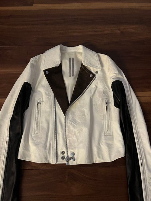 Rick Owens Double Biker Jackets Ss20 Dracubiker Jacket Chalk White Black