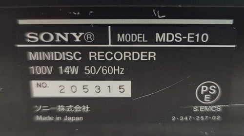 Sony Others Mds-E10 Minidisc Recorder Md