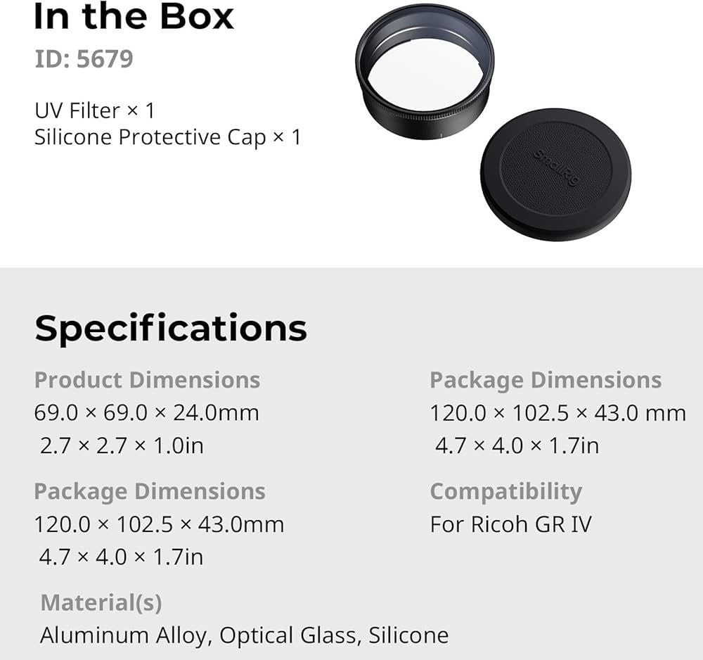 Protective Filter Smallrig Gr Iv Uv Ricoh Griv 5679