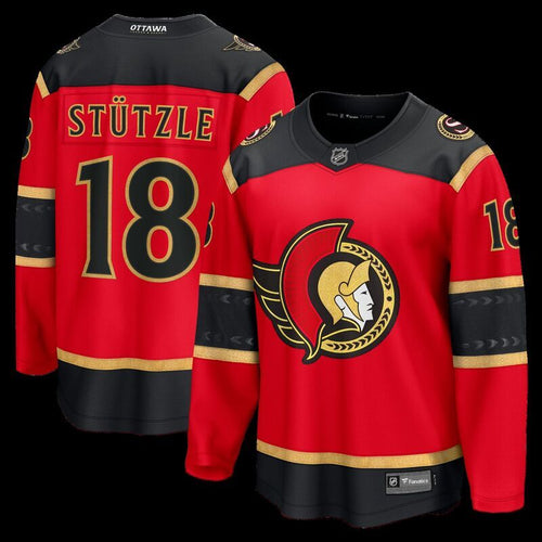 T -Shirt Mens Fanatics Tim Stutzle Red Ottawa Senators Alternate Breakaway