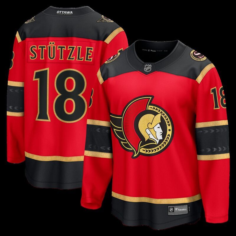 T -Shirt Mens Fanatics Tim Stutzle Red Ottawa Senators Alternate Breakaway