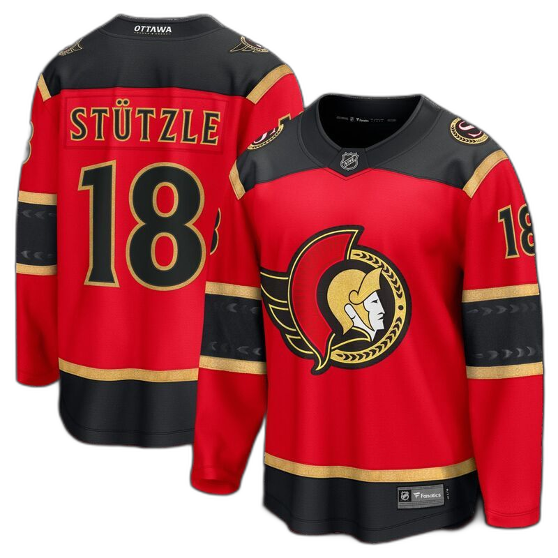 T -Shirt Mens Fanatics Tim Stutzle Red Ottawa Senators Alternate Breakaway