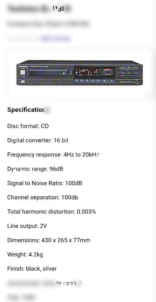 Technics Cd Sacd Player Sl-P300 Hifi