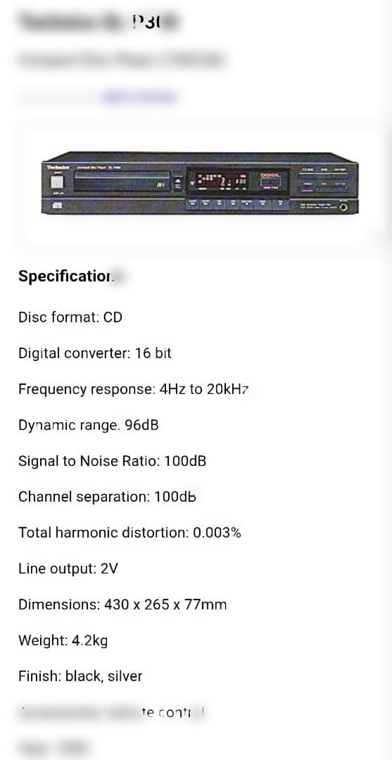 Technics Cd Sacd Player Sl-P300 Hifi