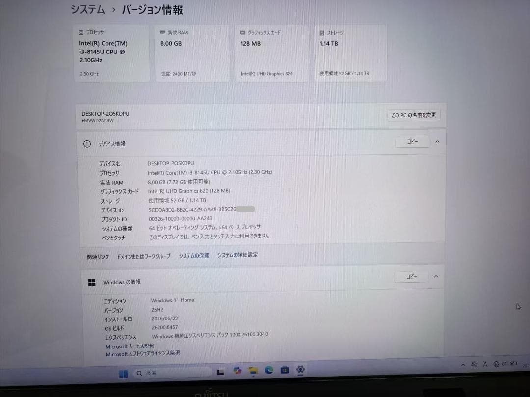 Fujitsu Windows Laptops 17 8 I3 8Gb Ssd+Hdd Office