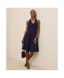 Others Pact Womens Fit Flare Gathered Halter Dress Eclipse