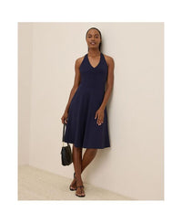 Others Pact Womens Fit Flare Gathered Halter Dress Eclipse