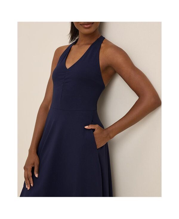 Others Pact Womens Fit Flare Gathered Halter Dress Eclipse