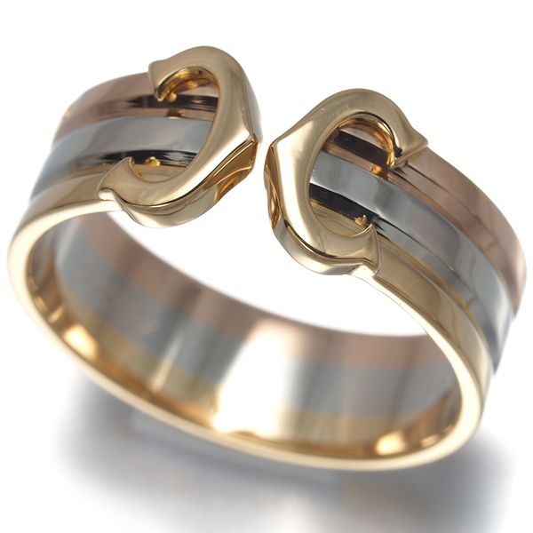 Cartier Ring 2C C C2 Sm 51 K18Yg/Wg/Pg #194928