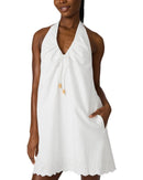 Steve Madden Long Sleeves, Three Quarter Sleeve Adana Halter Eyelet Dress White