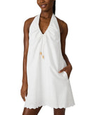 Steve Madden Long Sleeves, Three Quarter Sleeve Adana Halter Eyelet Dress White