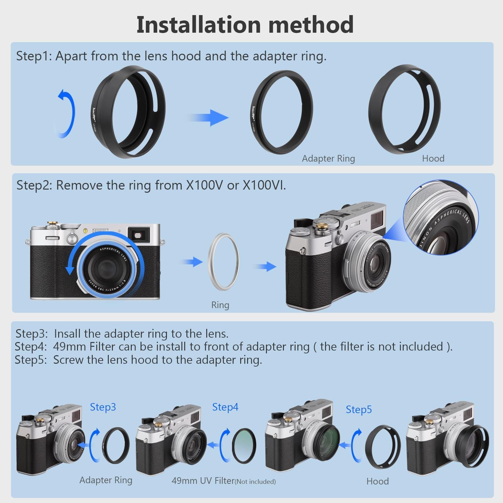 Others Haoge Lh-X53B For Fujifilm Fuji Finepix X100Vi X70 X100 X100S X100T