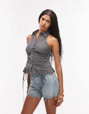 &Otherstories Long Sleeve Other Stories Cotton Rich Sleeveless Ruched Halter