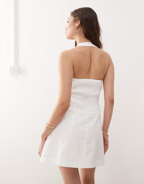 Others Amy Lynn Square Halter Neck Tailored Mini Dress White