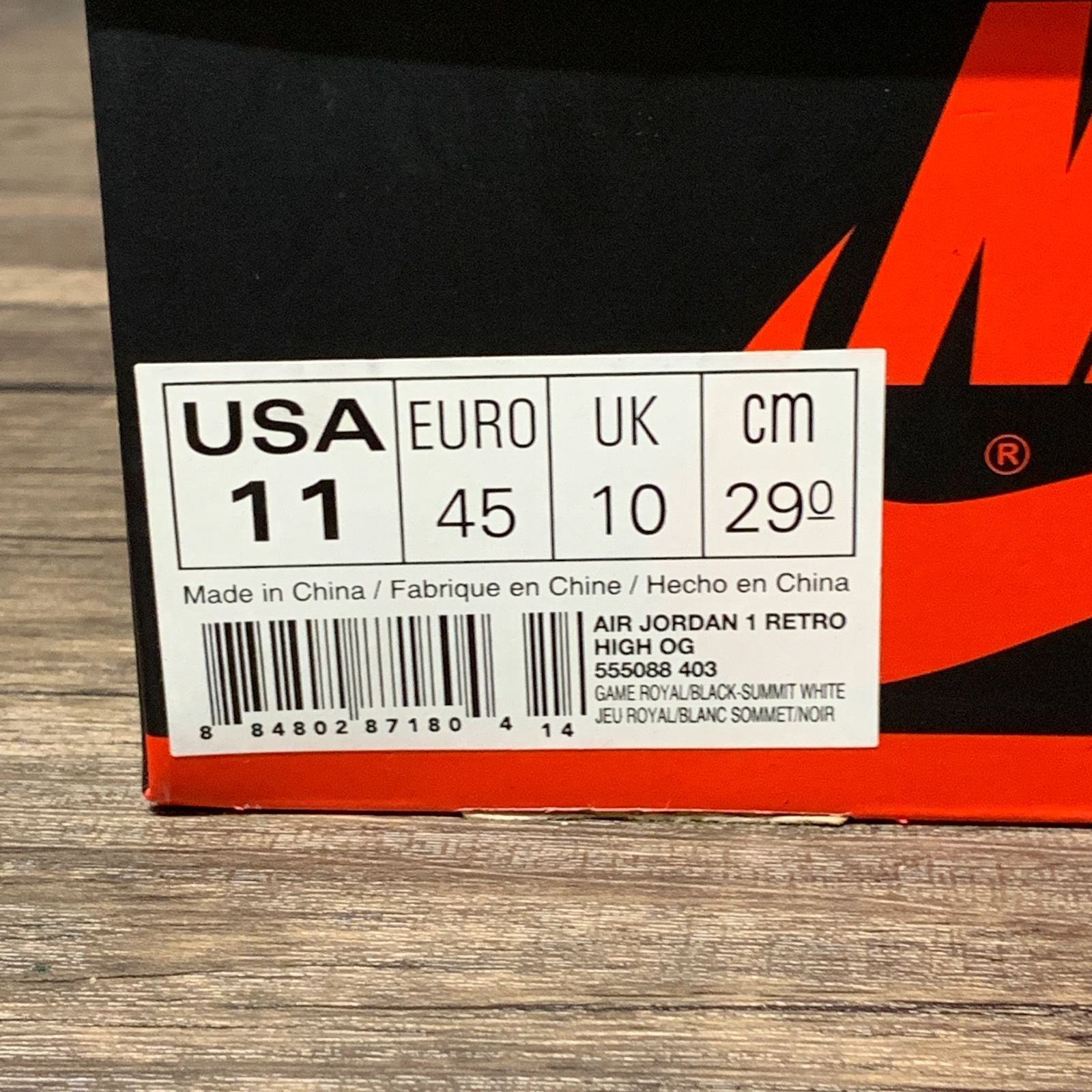 Nike Sneakers 80-042210] Air Jordan 1 Retro High Og Game Royal