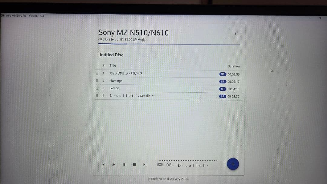 Sony Portable Md Players Mz-N510 Netmd